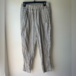 By Anthropologie 100% Linen Jogger Striped Small Women’s Pants Green and White
